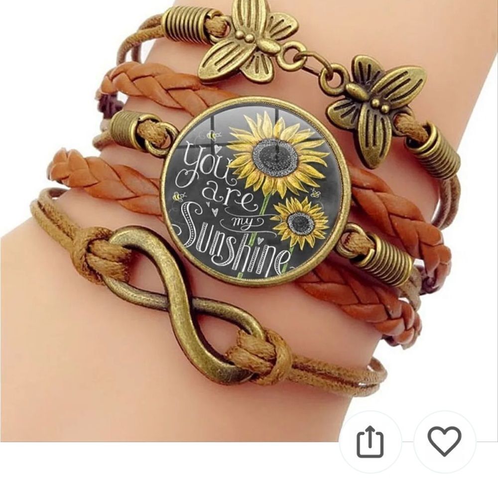 NWT you are my sunshine sunflower wrap bracelet